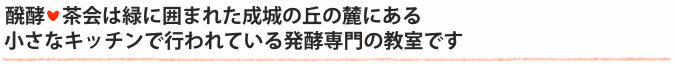 醗酵茶会は東京・成城の森を背景にした小さなキッチンで行われている発酵専門のお料理教室です